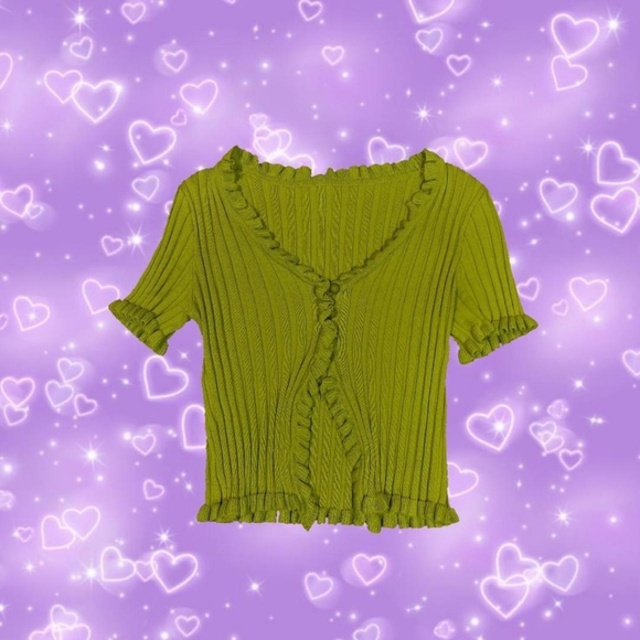 frilled green baby doll top - Picture 1 of 2